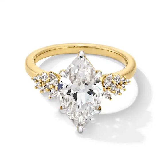 Previously Owned - 3-1/3 CT. T.w. Marquise-Cut Lab-Grown Diamond Leaf-Sides Engagement Ring in 14K Gold (F/Vs2)