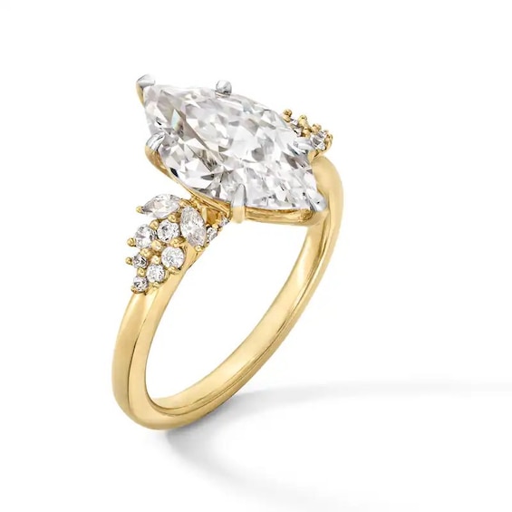 Previously Owned - 3-1/3 CT. T.w. Marquise-Cut Lab-Grown Diamond Leaf-Sides Engagement Ring in 14K Gold (F/Vs2)