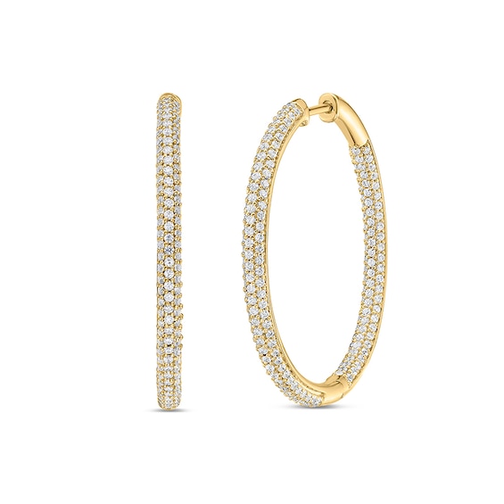 Previously Owned - 1-1/2 CT. T.w. Lab-Grown Diamond Inside-Out Hoop Earrings in 10K Gold (F/Si2)
