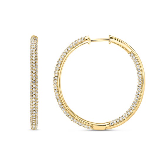 Previously Owned - 1-1/2 CT. T.w. Lab-Grown Diamond Inside-Out Hoop Earrings in 10K Gold (F/Si2)