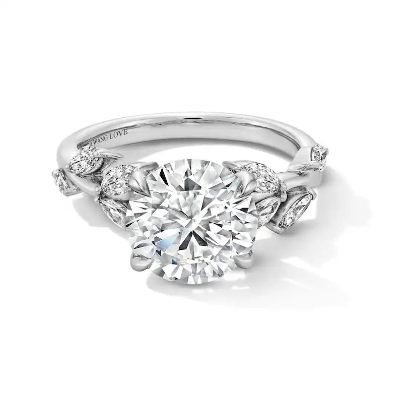 Main Image 1 of Previously Owned - Vera Wang Love Collection 3-1/2 CT. T.W. Lab-Grown Diamond Leaf Engagement Ring in 14K White Gold