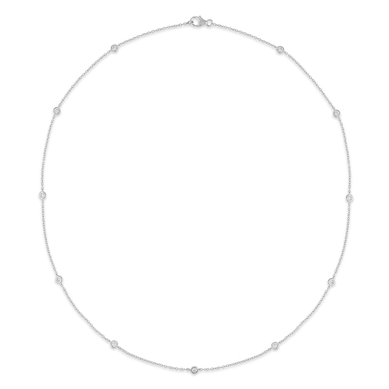 Previously Owned - 1/2 CT. T.W. Lab-Grown Diamond Bezel-Set Station Necklace in 10K White Gold (F/VS2)