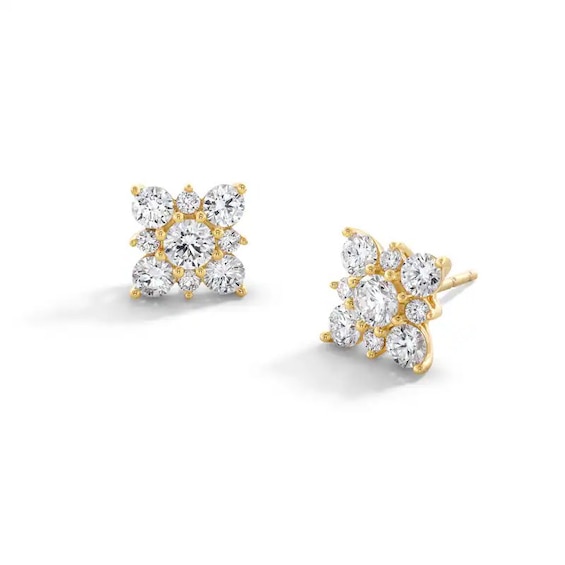 Previously Owned - 1 CT. T.W.  Lab-Grown Multi-Diamond Stud Earrings in 10K Gold (F/VS2)