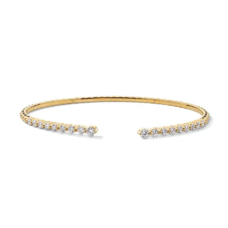 Main Image 1 of Previously Owned - 1 CT. T.W. Lab-Grown Diamond Graduated Open Flex Bangle in 10K Gold (F/VS2) - 6.0"