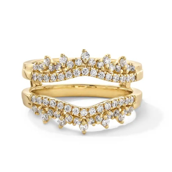 Previously Owned - 1/2 CT. T.w. Lab-Grown Diamond Double Row Crown Solitaire Enhancer in 14K Gold (F/Vs2)