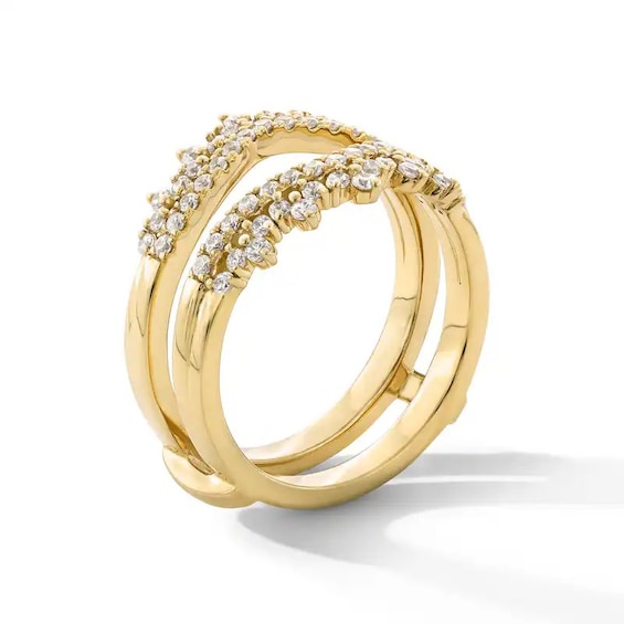 Previously Owned - 1/2 CT. T.w. Lab-Grown Diamond Double Row Crown Solitaire Enhancer in 14K Gold (F/Vs2)