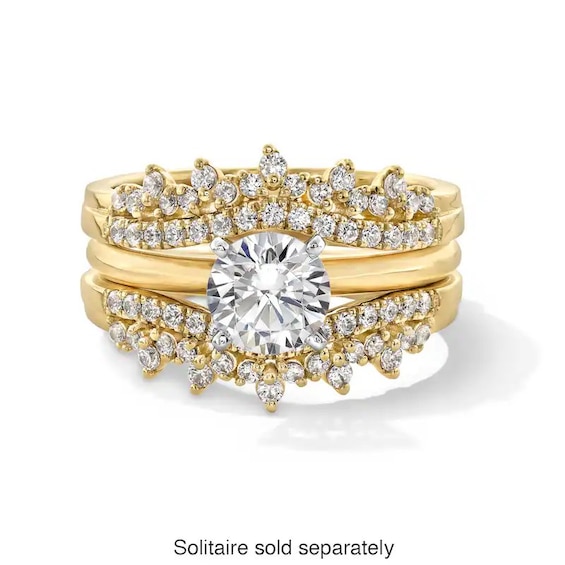 Previously Owned - 1/2 CT. T.w. Lab-Grown Diamond Double Row Crown Solitaire Enhancer in 14K Gold (F/Vs2)