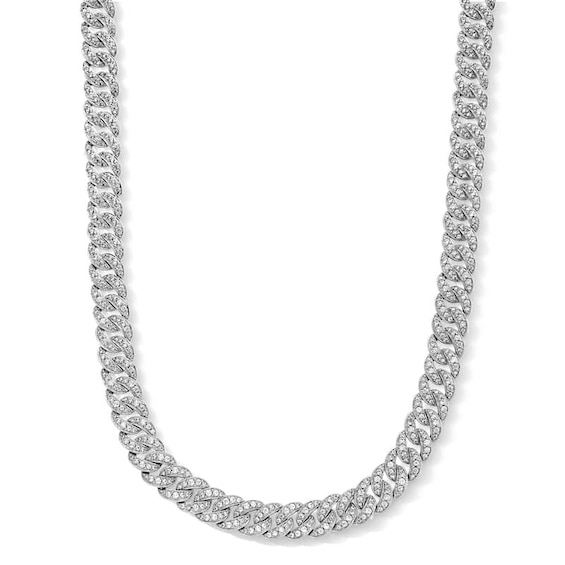 Previously Owned - 12 CT. T.W. Lab-Grown Diamond Curb Chain Necklace in Solid Sterling Silver (F/SI2) - 22”