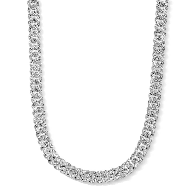 Main Image 1 of Previously Owned - 12 CT. T.W. Lab-Grown Diamond Curb Chain Necklace in Solid Sterling Silver (F/SI2) - 22”
