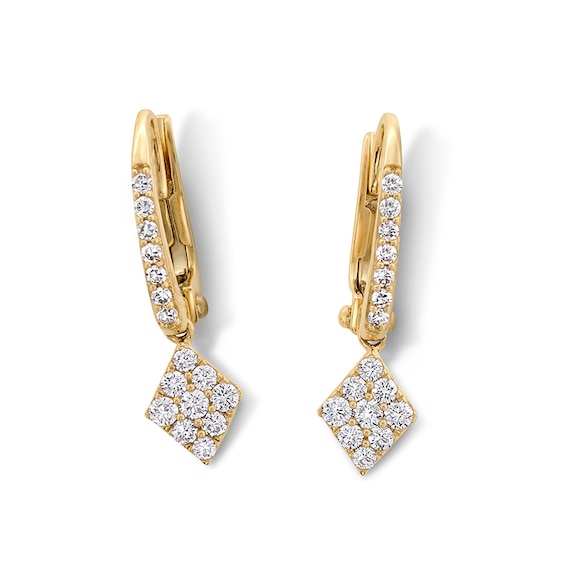 Previously Owned - 3/8 CT. T.W. Lab-Grown Multi-Diamond Geometric Drop Earrings in 10K Gold (F/VS2)