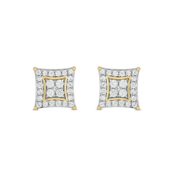 Previously Owned - 1/2 CT. T.w. Lab-Grown Multi-Diamond Rhombus Frame Stud Earrings in 10K Gold (F/Vs2)