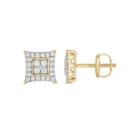 Previously Owned - 1/2 CT. T.w. Lab-Grown Multi-Diamond Rhombus Frame Stud Earrings in 10K Gold (F/Vs2)