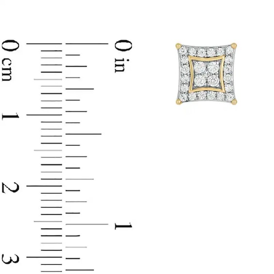Previously Owned - 1/2 CT. T.w. Lab-Grown Multi-Diamond Rhombus Frame Stud Earrings in 10K Gold (F/Vs2)