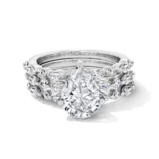 Previously Owned - 3-1/3 CT. T.W. Pear-Shaped Lab-Grown Diamond Three-Piece Bridal Set in 14K White Gold (F/VS2)