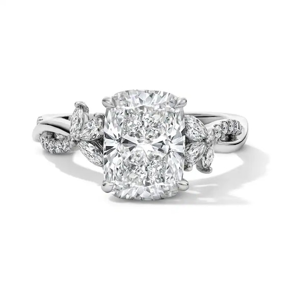 Previously Owned - 3-1/2 CT. T.w. Cushion-Cut Lab-Grown Diamond Engagement Ring in 14K White Gold (F/Vs2)