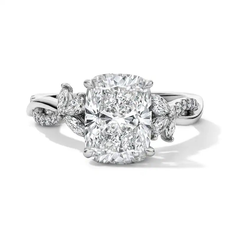 Main Image 1 of Previously Owned - 3-1/2 CT. T.W. Cushion-Cut Lab-Grown Diamond Engagement Ring in 14K White Gold (F/VS2)