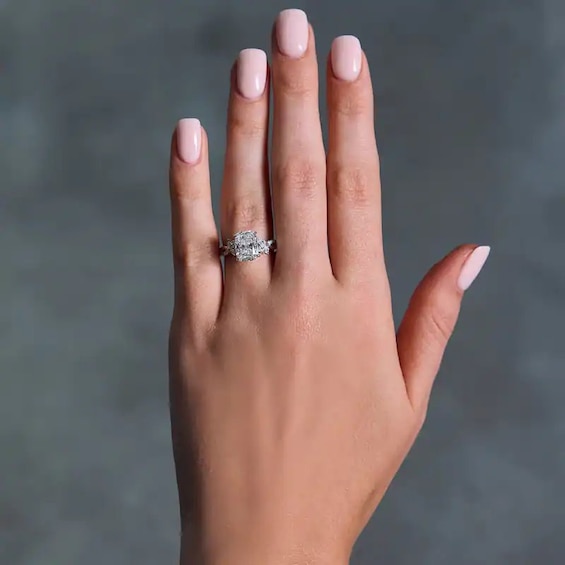 Previously Owned - 3-1/2 CT. T.w. Cushion-Cut Lab-Grown Diamond Engagement Ring in 14K White Gold (F/Vs2)