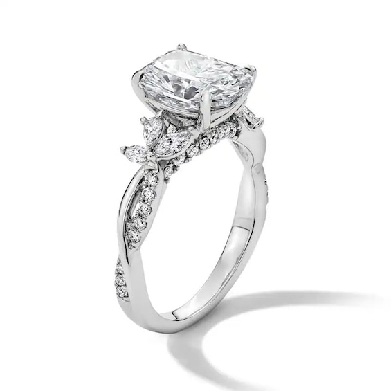 Previously Owned - 3-1/2 CT. T.w. Cushion-Cut Lab-Grown Diamond Engagement Ring in 14K White Gold (F/Vs2)