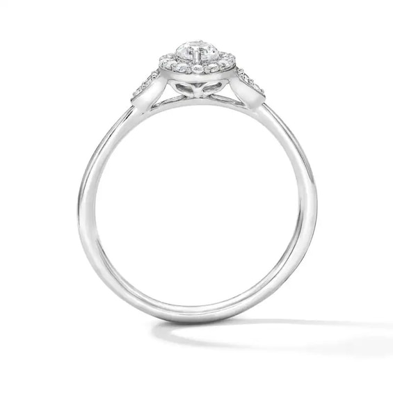 Previously Owned - 1/3 CT. T.w. Lab-Grown Diamond Halo Promise Ring in 10K White Gold (F/Si2)