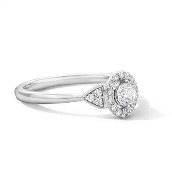 Previously Owned - 1/3 CT. T.w. Lab-Grown Diamond Halo Promise Ring in 10K White Gold (F/Si2)