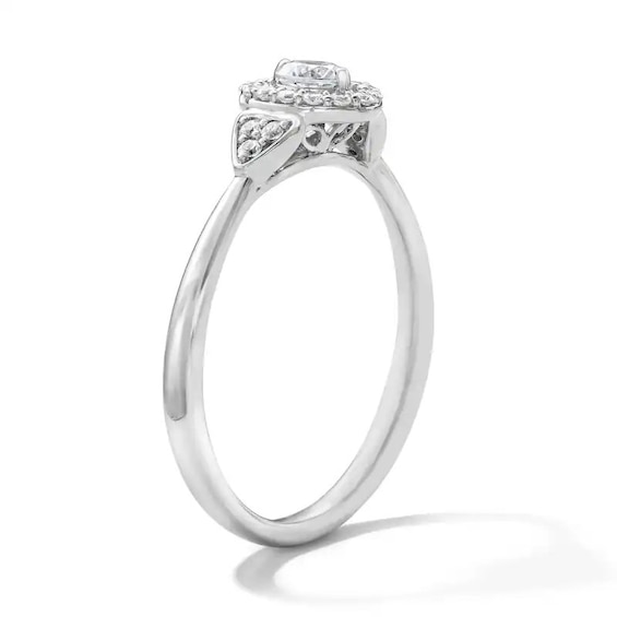 Previously Owned - 1/3 CT. T.w. Lab-Grown Diamond Halo Promise Ring in 10K White Gold (F/Si2)