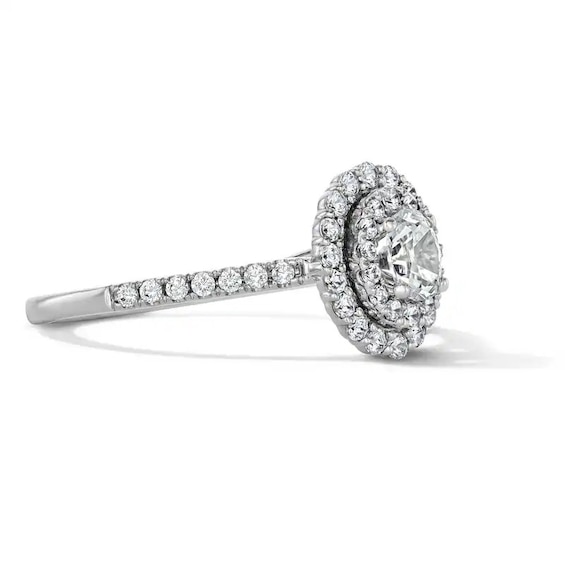 Previously Owned - 1/2 CT. T.w. Oval Lab-Grown Diamond Double Frame Promise Ring in 10K White Gold (F/Si2)