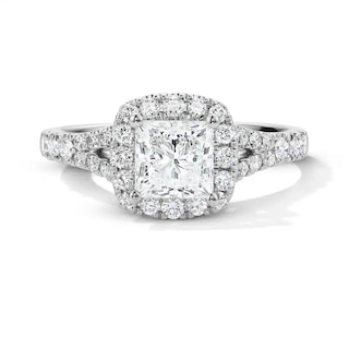 Previously Owned - 1-1/2 CT. T.W. Princess-Cut Lab-Grown Diamond Frame Engagement Ring in 14K White Gold (F/VS2)