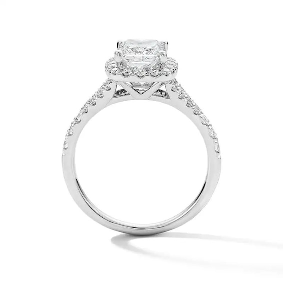 Previously Owned - 1-1/2 CT. T.w. Princess-Cut Lab-Grown Diamond Frame Engagement Ring in 14K White Gold (F/Vs2)