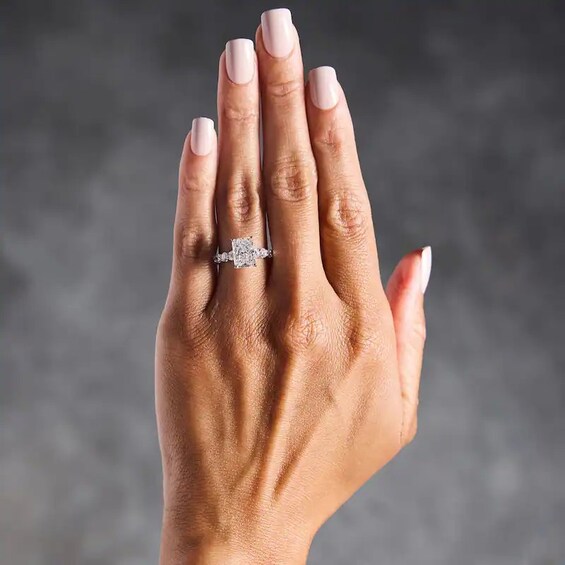 Previously Owned - 4 CT. T.w. Radiant-Cut Lab-Grown Diamond Engagement Ring in 14K White Gold (F/Vs2)
