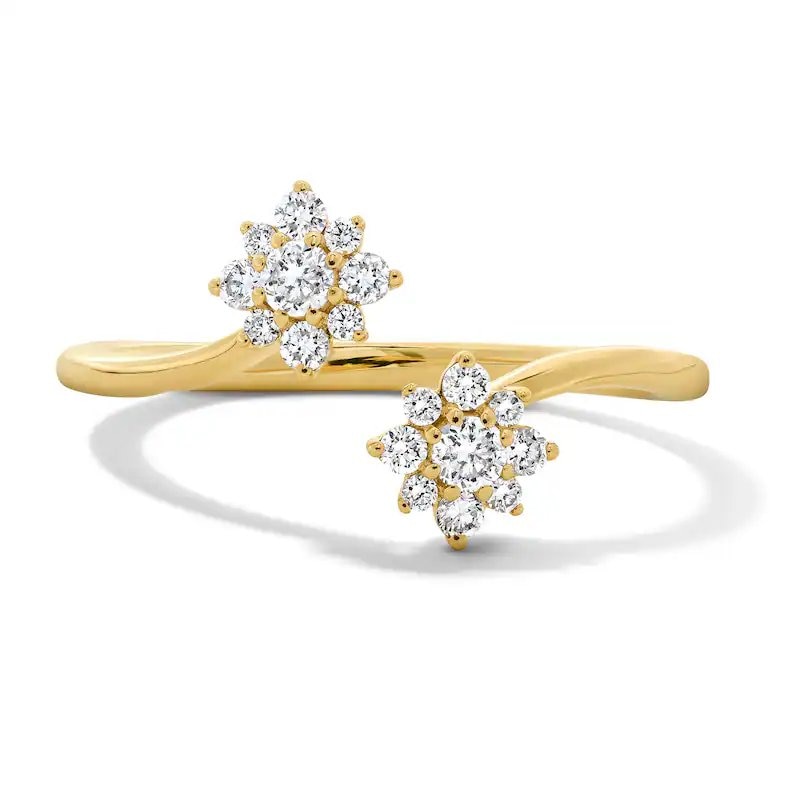 Main Image 1 of Previously Owned - 1/4 CT. T.W. Lab-Grown Diamond Starburst Open Bypass Ring in 10K Gold (F/VS2)
