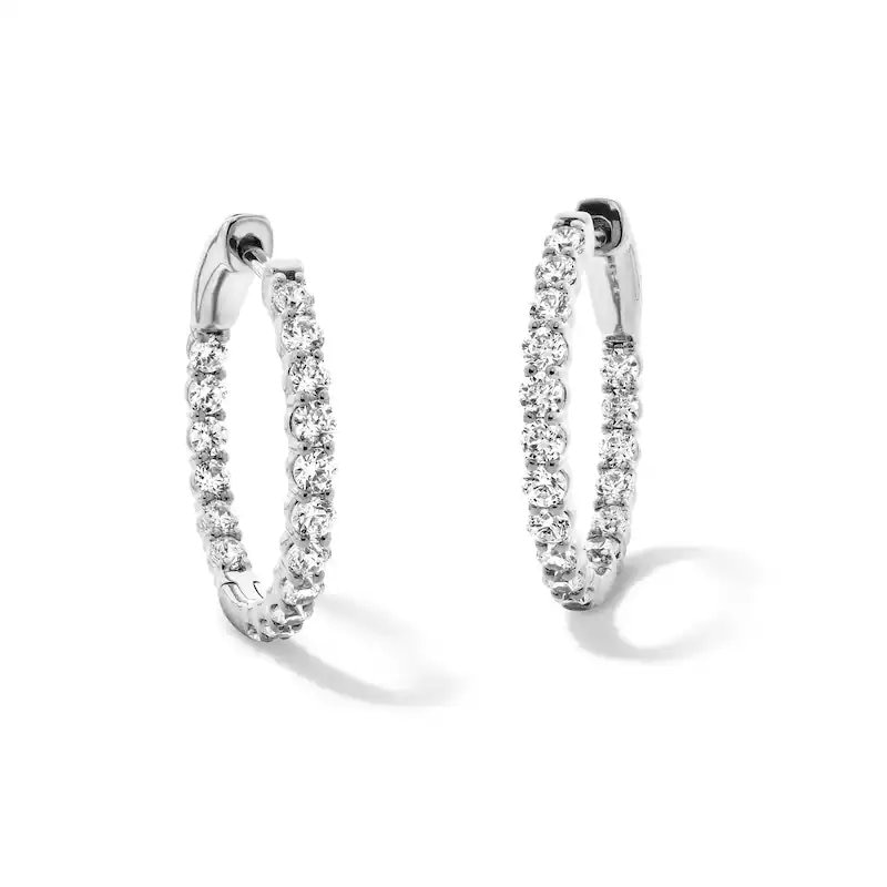 Main Image 1 of Previously Owned - 1 CT. T.W. Lab-Grown Diamond Inside-Out Hoop Earrings in 10K White Gold (F/VS2)