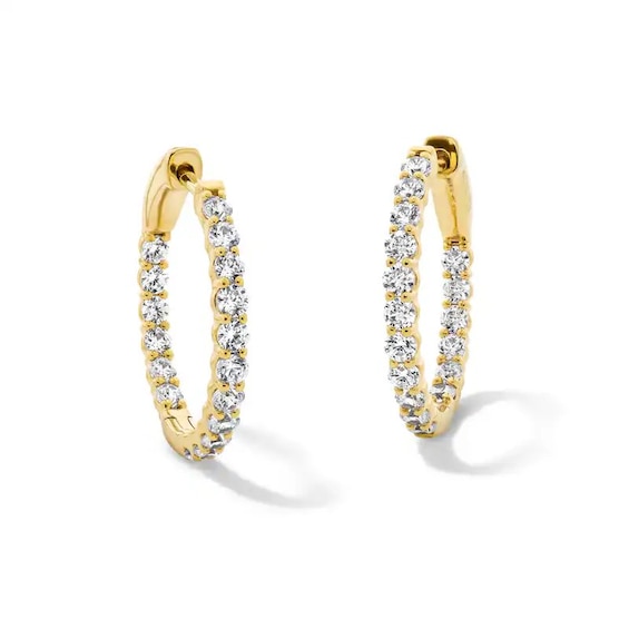 Previously Owned - 1 CT. T.w. Lab-Grown Diamond Inside-Out Hoop Earrings in 10K Gold (F/Vs2)