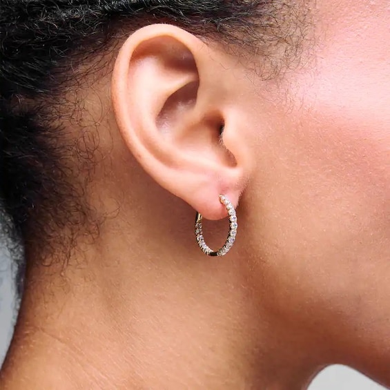 Previously Owned - 1 CT. T.w. Lab-Grown Diamond Inside-Out Hoop Earrings in 10K Gold (F/Vs2)