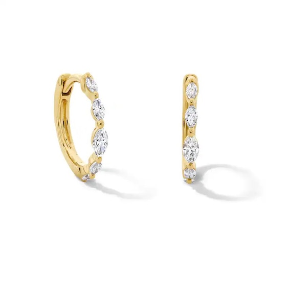 Previously Owned - 1/4 CT. T.W. Marquise-Cut  Lab-Grown Marquise Diamond Hoop Earrings in 10K Gold (F/VS2)