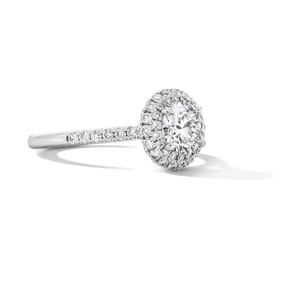 Previously Owned - 1-1/2 CT. T.w. Lab-Grown Diamond Frame Engagement Ring in 14K White Gold (F/Vs2)