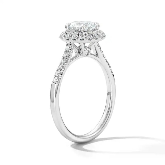 Previously Owned - 1-1/2 CT. T.w. Lab-Grown Diamond Frame Engagement Ring in 14K White Gold (F/Vs2)