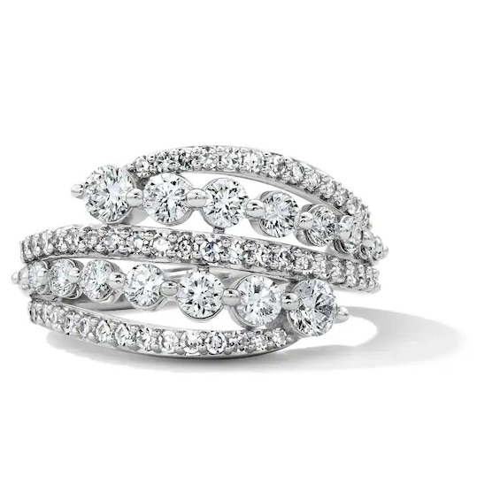 Previously Owned - 1-1/4 CT. T.W. Lab-Grown Diamond Five-Row Ring in 10K White Gold (F/VS2)