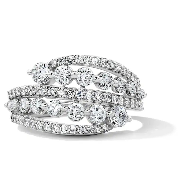 Main Image 1 of Previously Owned - 1-1/4 CT. T.W. Lab-Grown Diamond Five-Row Ring in 10K White Gold (F/VS2)