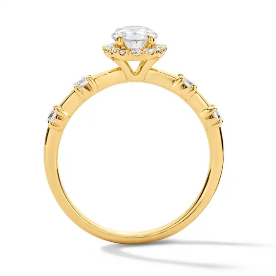 Previously Owned - Modern Reflection 1 CT. T.w. Oval Lab-Grown Diamond Frame Engagement Ring in 14K Gold (F/Vs2)