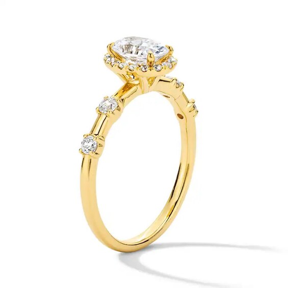 Previously Owned - Modern Reflection 1 CT. T.w. Oval Lab-Grown Diamond Frame Engagement Ring in 14K Gold (F/Vs2)