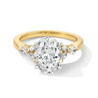 Previously Owned - 3-1/2 CT. T.W. Oval Lab-Grown Diamond Leaf-Sides Engagement Ring in 14K Gold (F/VS2)