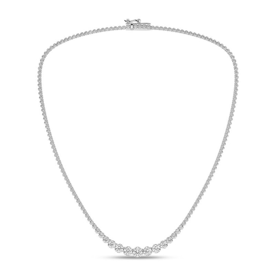 Previously Owned - 5 CT. T.W. Lab-Grown Diamond Graduated Riviera Necklace in 14K White Gold (F/SI2) - 17”