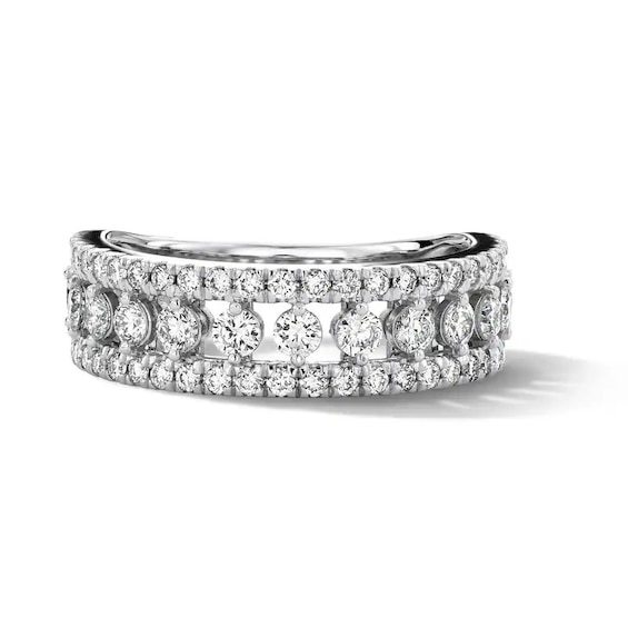 Previously Owned - 1 CT. T.w. Lab-Grown Diamond Three-Row Anniversary Band in 10K White Gold (F/Vs2)