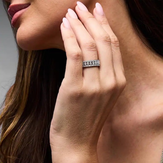 Previously Owned - 1 CT. T.w. Lab-Grown Diamond Three-Row Anniversary Band in 10K White Gold (F/Vs2)