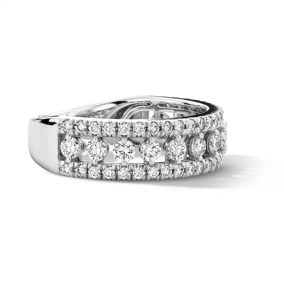 Previously Owned - 1 CT. T.w. Lab-Grown Diamond Three-Row Anniversary Band in 10K White Gold (F/Vs2)
