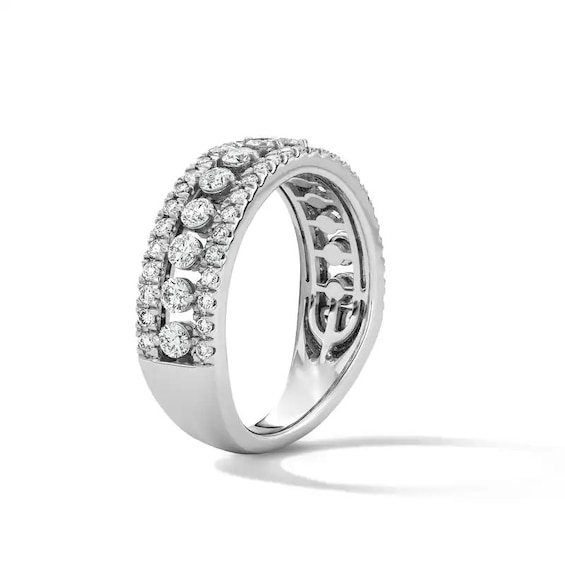 Previously Owned - 1 CT. T.w. Lab-Grown Diamond Three-Row Anniversary Band in 10K White Gold (F/Vs2)