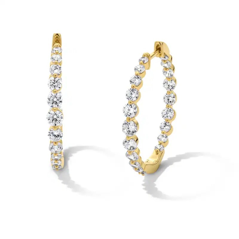 Main Image 1 of Previously Owned - 2 CT. T.W. Lab-Grown Diamond Inside-Out Hoop Earrings in 10K Gold (F/SI2)