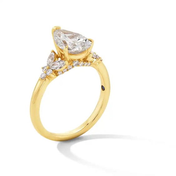 Previously Owned - Vera Wang Love Collection 2-3/8 CT. T.w. Pear Lab-Grown Diamond Floral Engagement Ring in 14K Gold