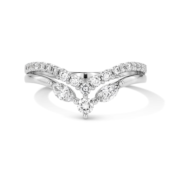 Previously Owned - 1/2 CT. T.w. Lab-Grown Diamond Double-Row Chevron Enhancer in in 14K White Gold (F/Vs2)