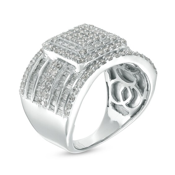 Previously Owned - 2 CT. T.w. Composite Diamond Rectangle Frame Ring in Sterling Silver